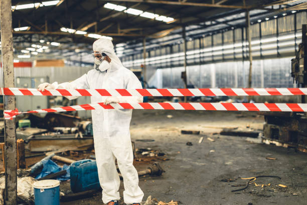 Professional Biohazard Cleanup technician working in Mulberry, AR